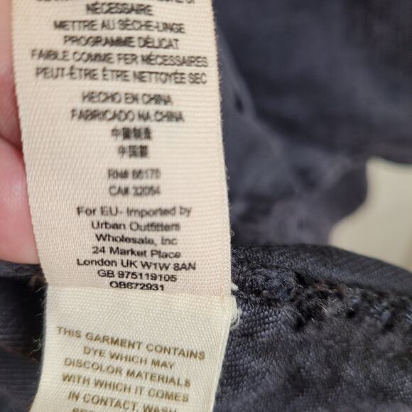 Free People black denim moto jacket Size Large Retro Biker Indie Grunge - Picture 13 of 13